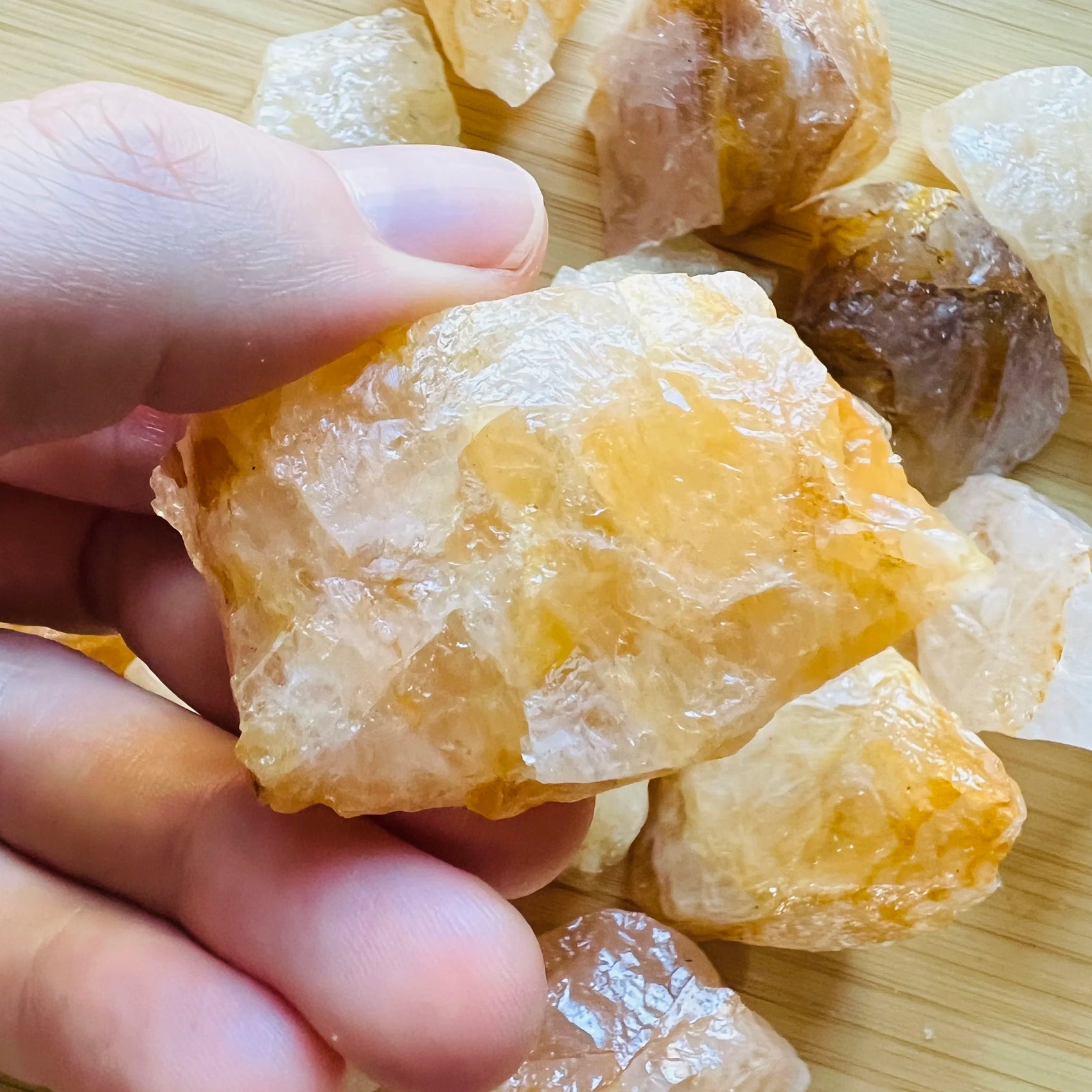 Back view of Grade AA Golden Healer raw showing natural surface