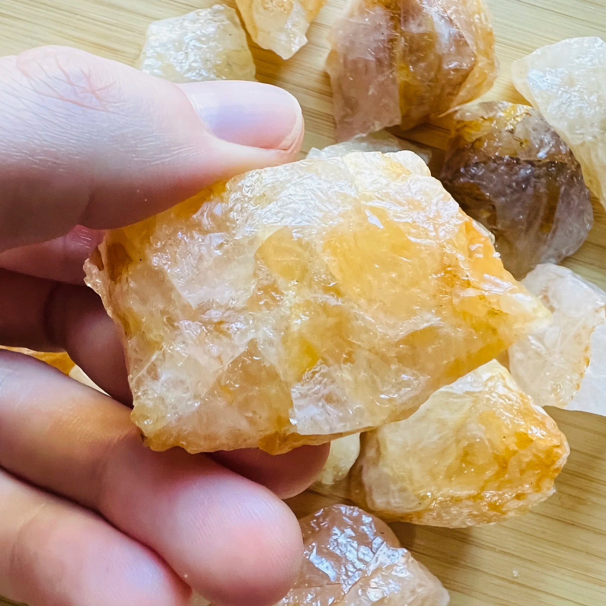 Back view of Grade AA Golden Healer raw showing natural surface