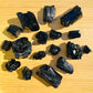 Top angle of Black Tourmaline raw stone, for Protection, from Madagascar.