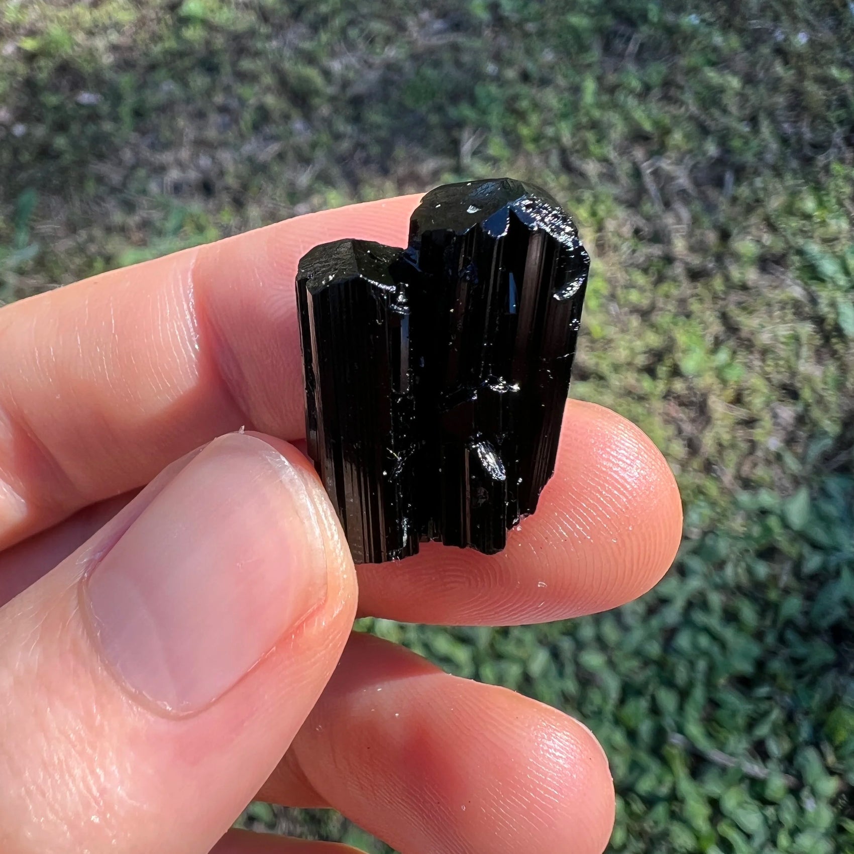 Close-up of Black Tourmaline raw crystal from Madagascar, soothing wellness stone for Stress Relief