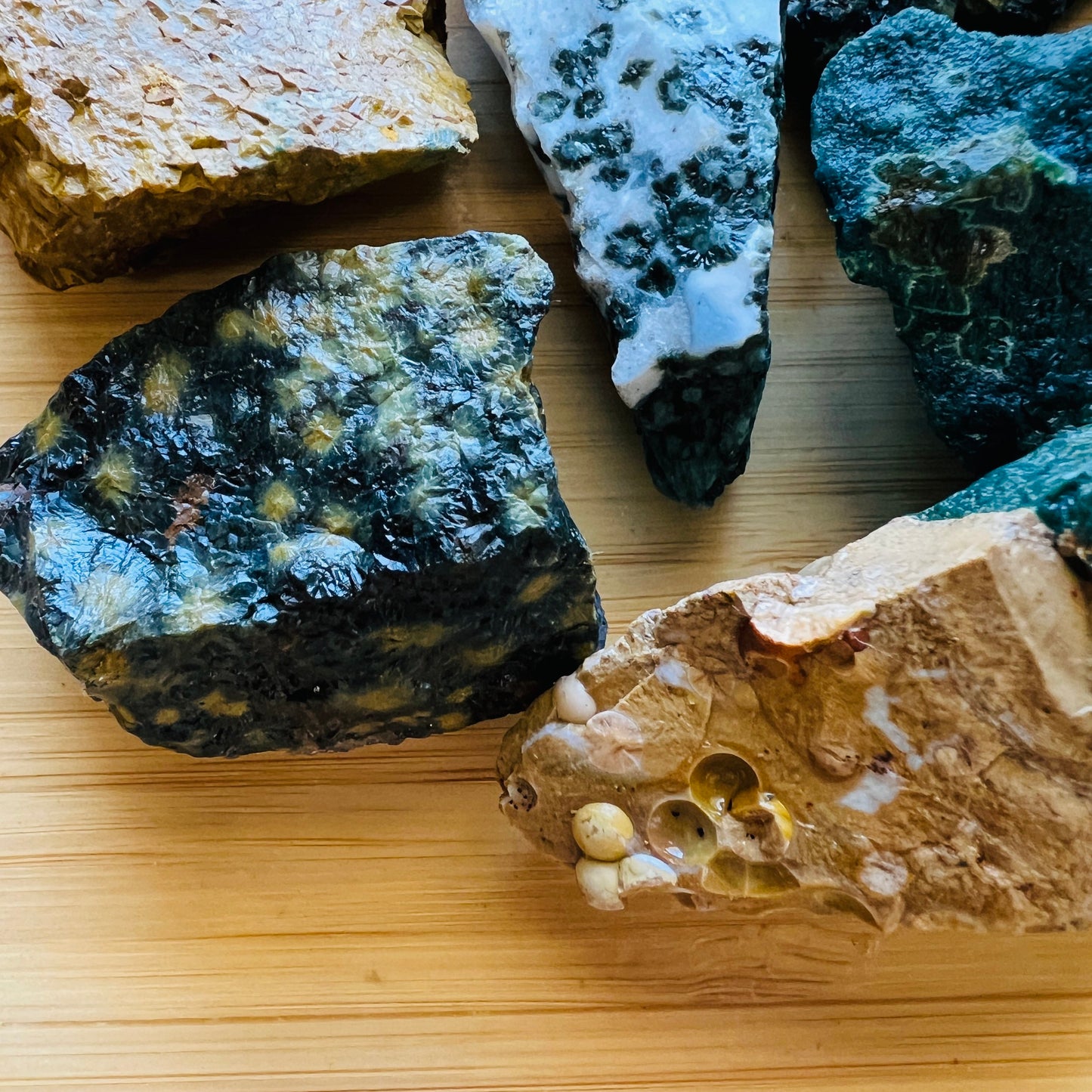 Handheld Ocean Jasper raw stone from Madagascar for meditation, Emotional Healing and Stress Relief