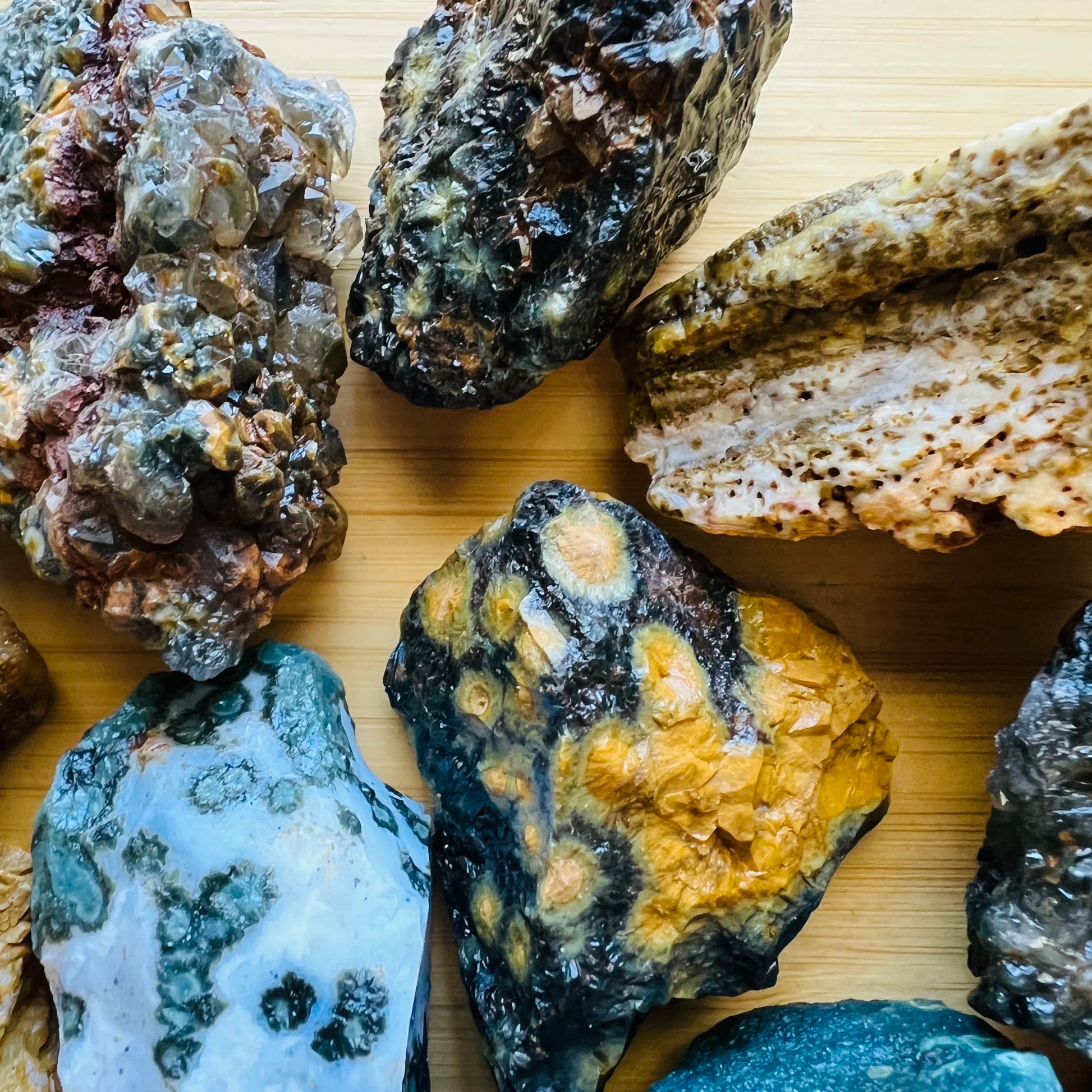 Ocean Jasper raw stone from Madagascar with Green, Pink color, polished finish for mindful calm