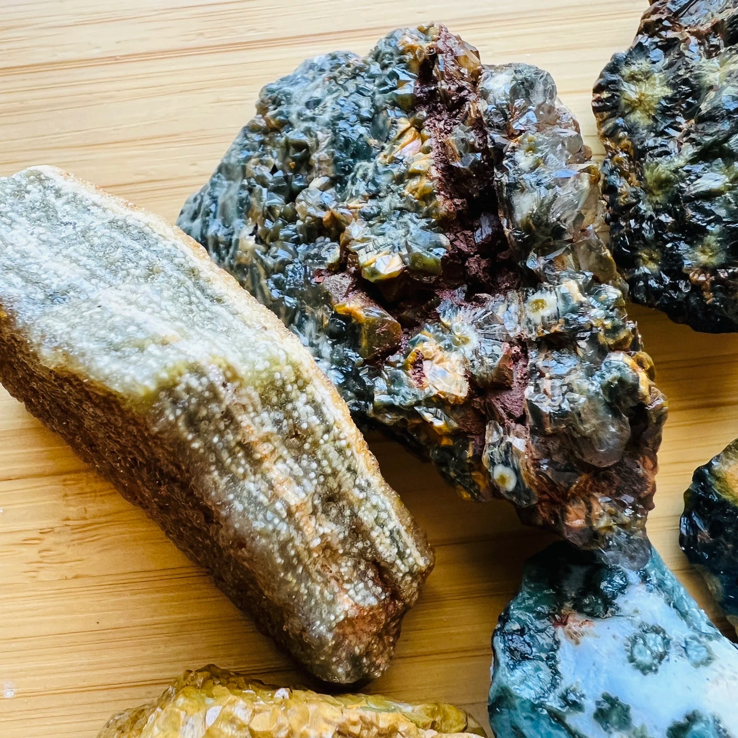 Ocean Jasper raw stones from Madagascar, Green, Pink stones for Emotional Healing