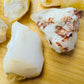 Side profile of White Opal raw stone, kept close for Intuition and Meditation.