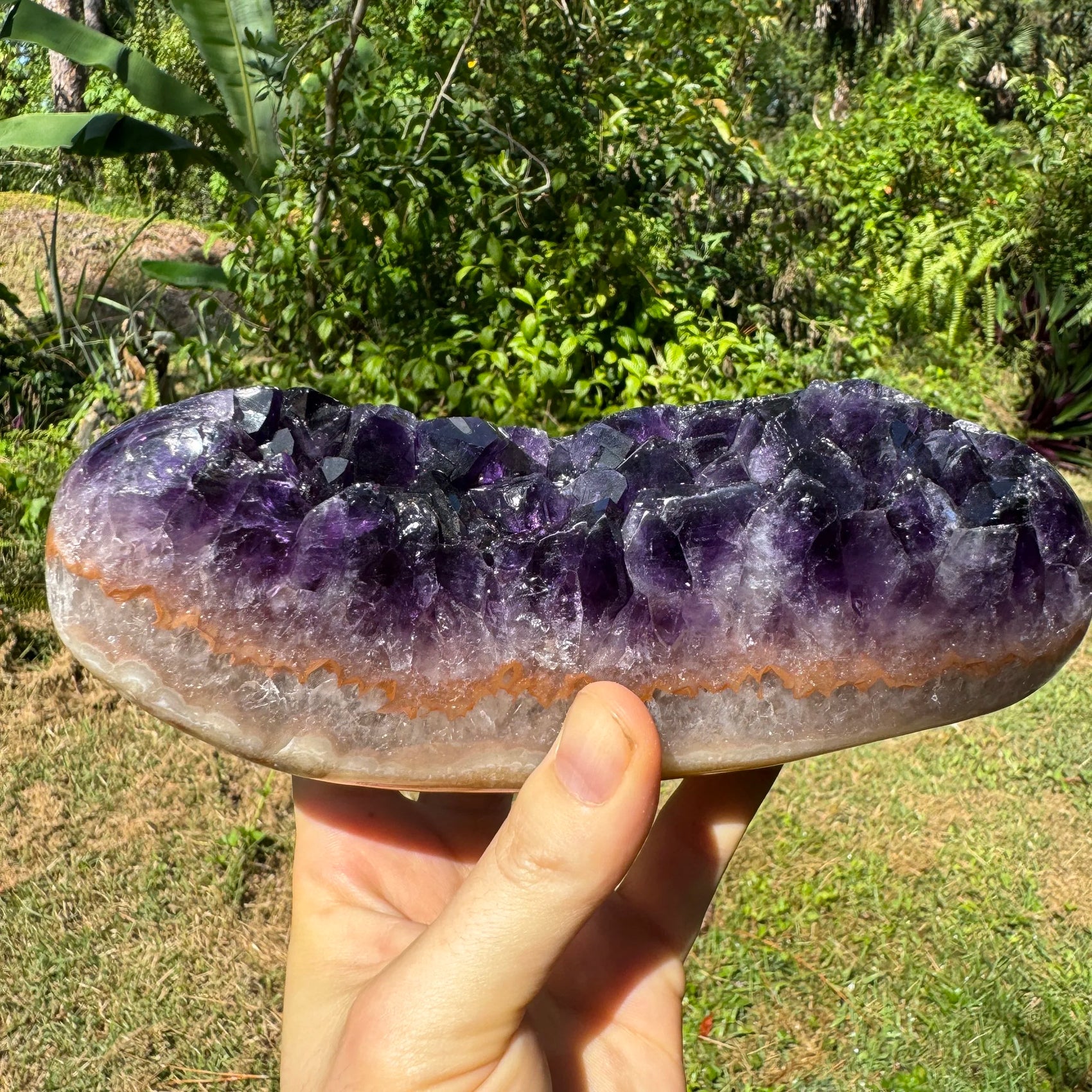Back view of Grade AAA Amethyst geode showing natural surface