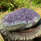 Profile view of Amethyst raw geode, showing characteristic patterning.