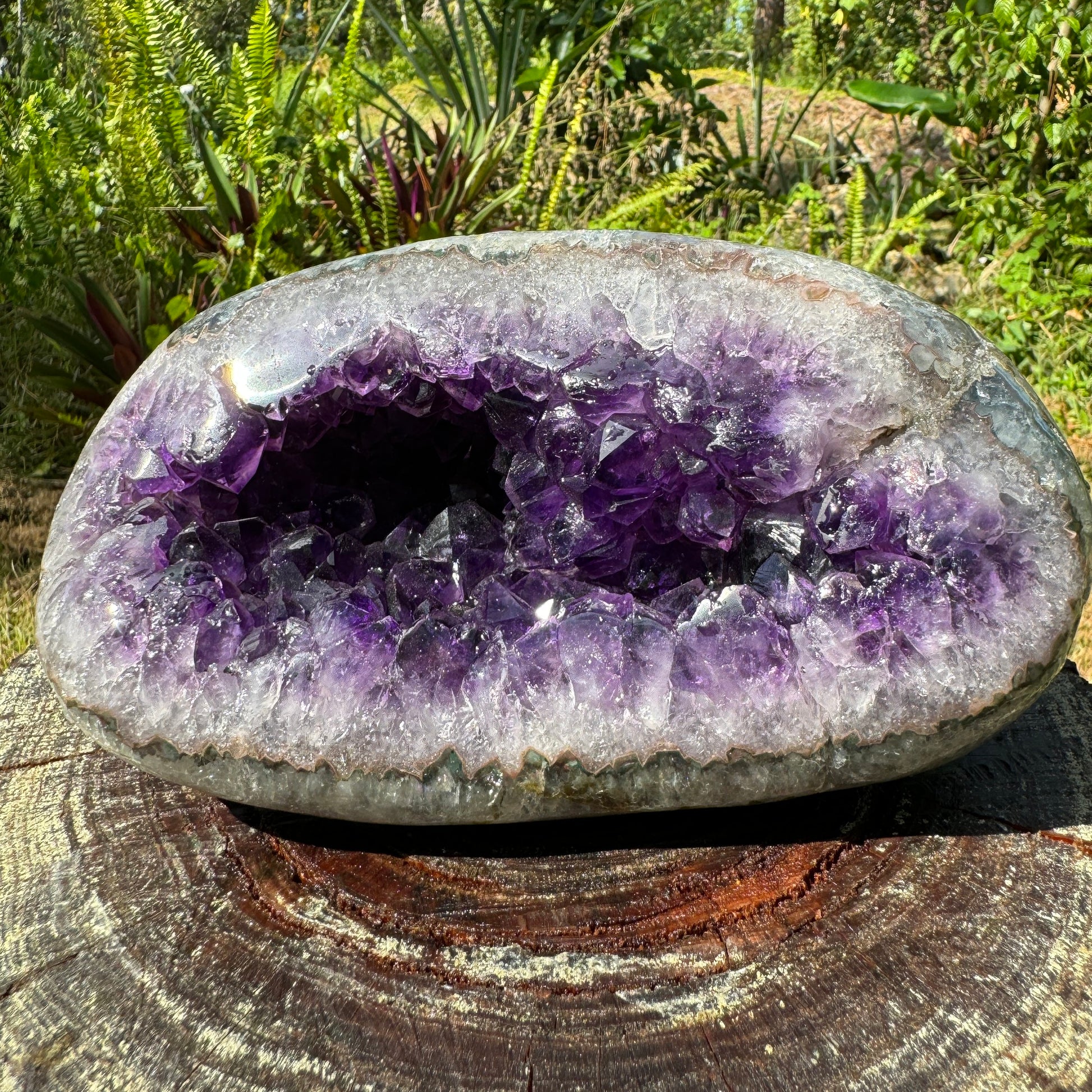 Alternate angle of Amethyst raw geode, Uruguay-sourced.