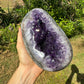 Detail shot of Grade AAA Amethyst geode under natural light