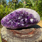 Close detail of purple Amethyst raw geode, sourced from Artigas, Uruguay, showing raw matrix.