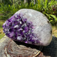 Top-down shot of Amethyst raw geode, showing subtle veining.