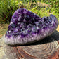 Lateral view of Grade AAA Amethyst raw geode, turned to for Stress Relief, from Uruguay.