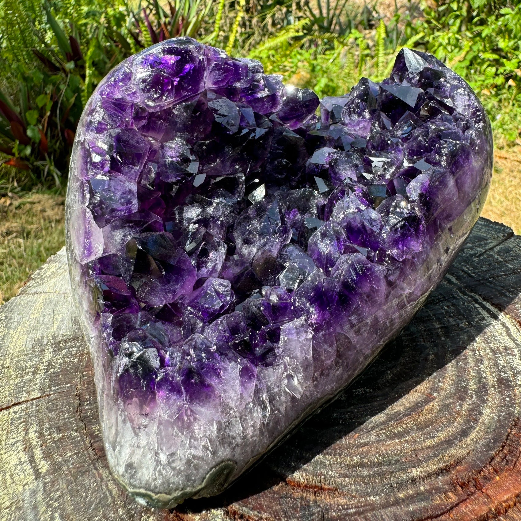 Color detail of purple Amethyst raw geode, from Artigas, Uruguay, worked with for Stress Relief.