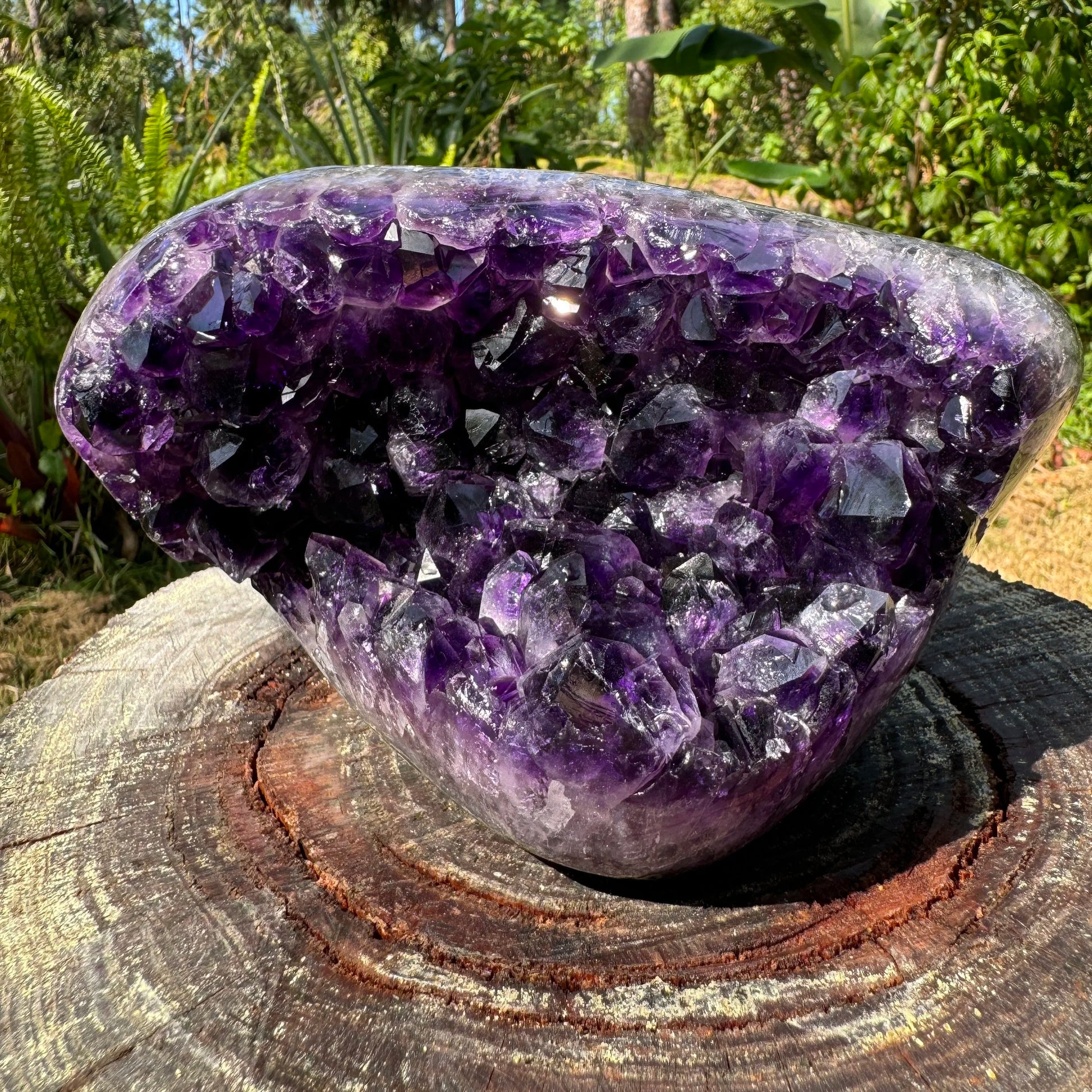 Reverse side of purple Amethyst raw geode, associated with Stress Relief, hand-selected from Artigas, Uruguay.