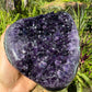 Side-on view of Amethyst raw geode, for Stress Relief and Sleep, sourced from Artigas, Uruguay.