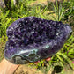 Opposite side of purple Amethyst raw geode, from Artigas, Uruguay, showing natural texture.