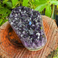 Plan view of Amethyst raw geode, often worked with for Stress Relief, sourced from Uruguay.