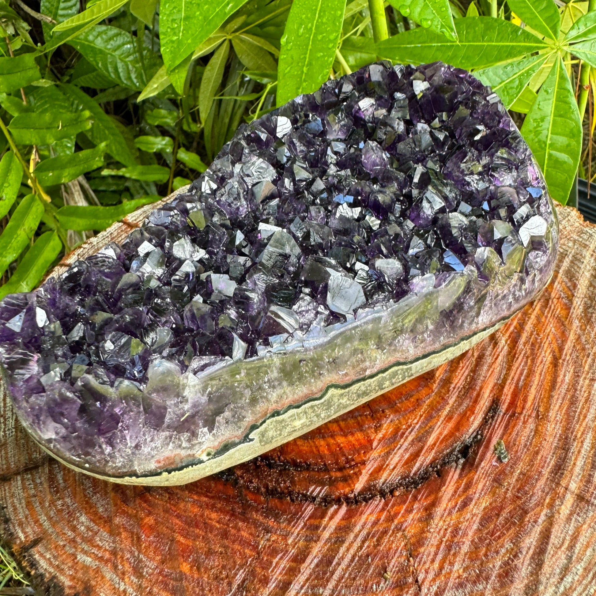 Detail of Grade AAA Amethyst raw geode, showing natural form, from Artigas, Uruguay.