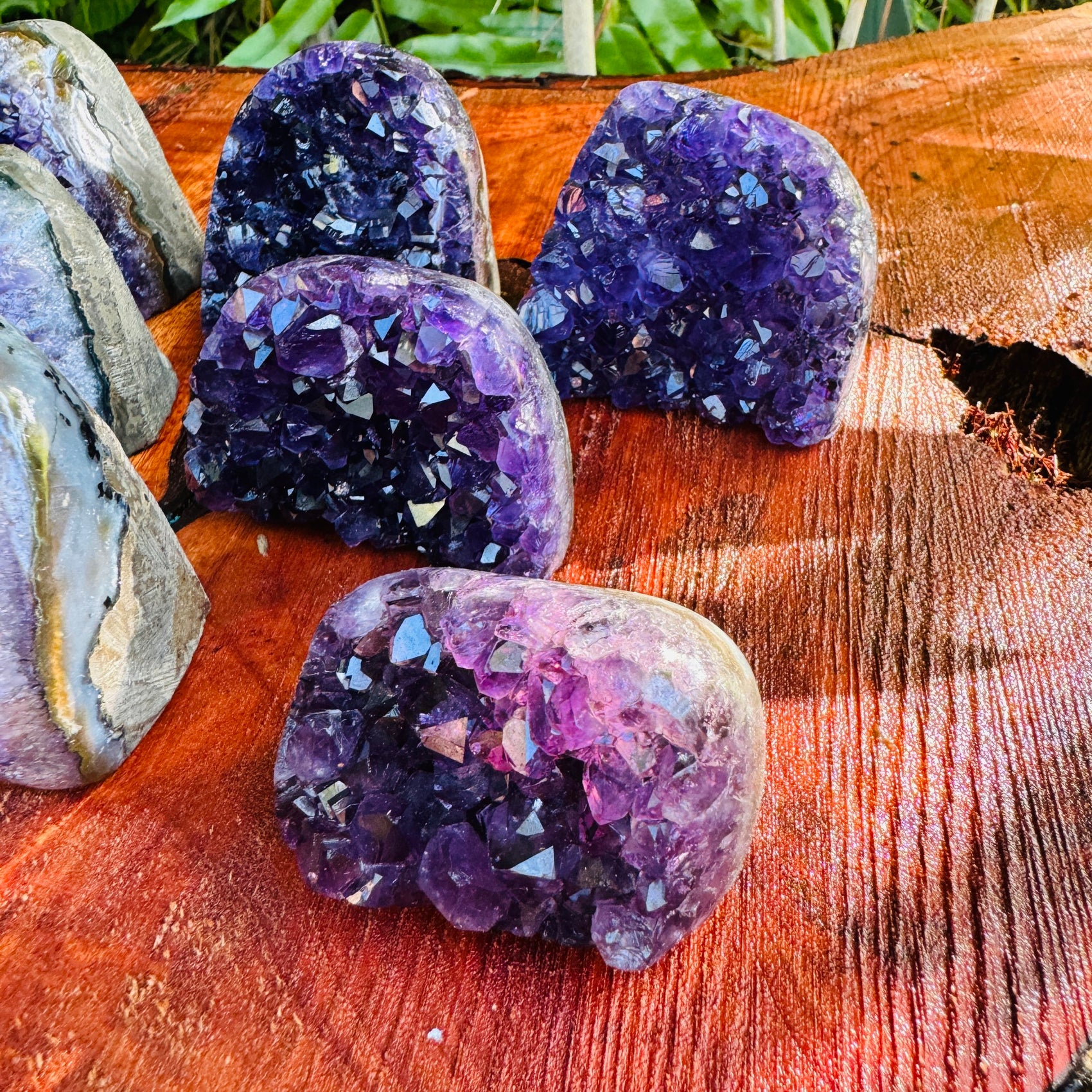 Detail shot of Grade AA Amethyst geode under natural light