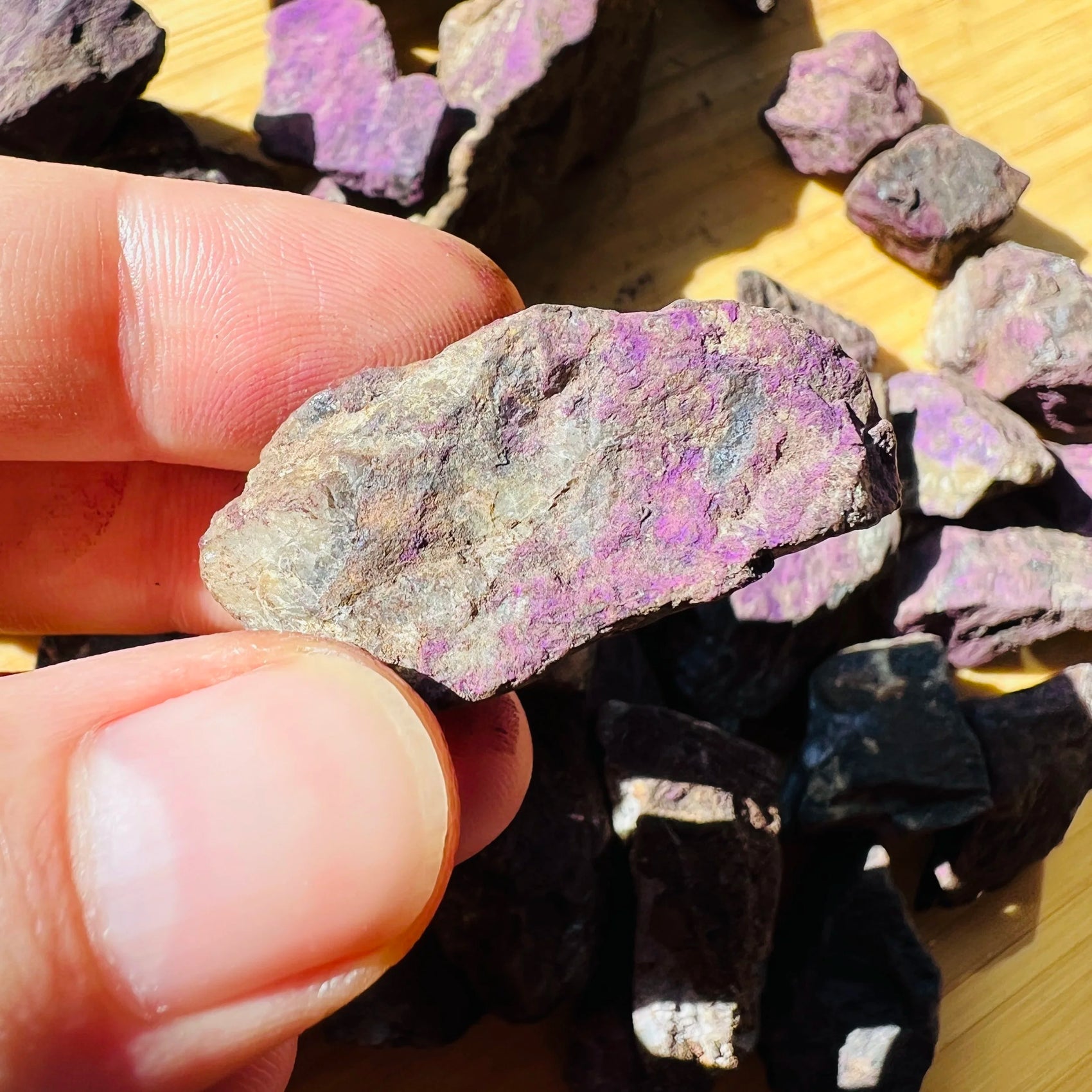 Full profile of Grade A Purpurite raw ready to ship from Beyond Bohemian