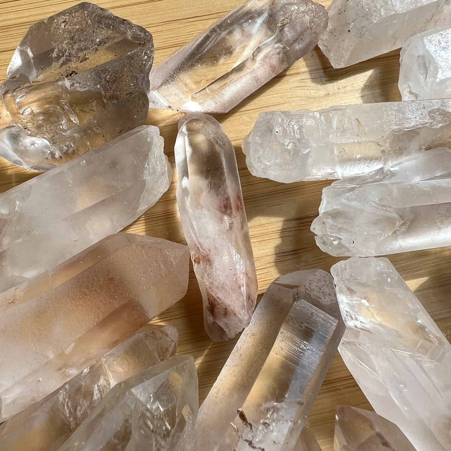 Back view of Grade A Clear Quartz point showing natural surface