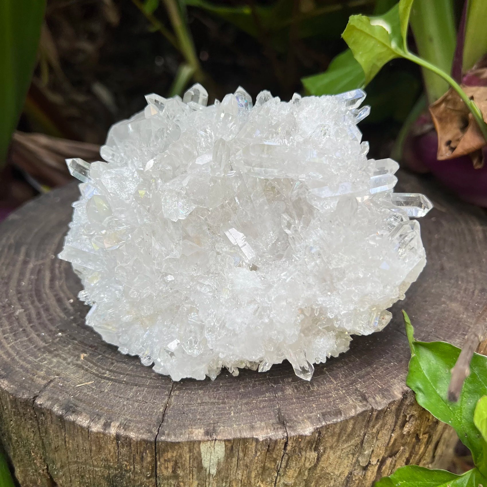 Natural surface of Clear Quartz specimen, sourced from Brazil, drawn on for Cleansing.