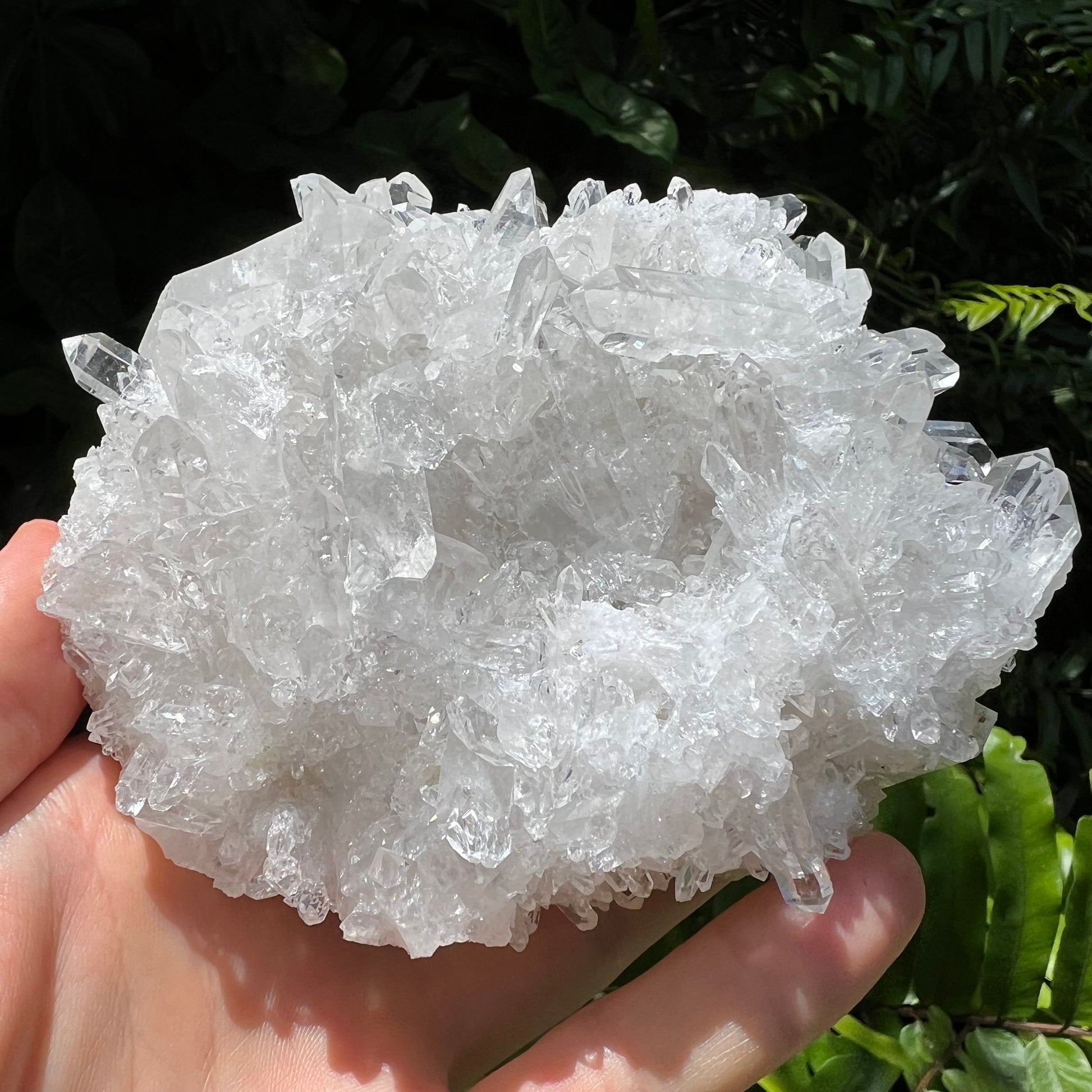 Full profile of Grade AAA Clear Quartz cluster ready to ship from Beyond Bohemian