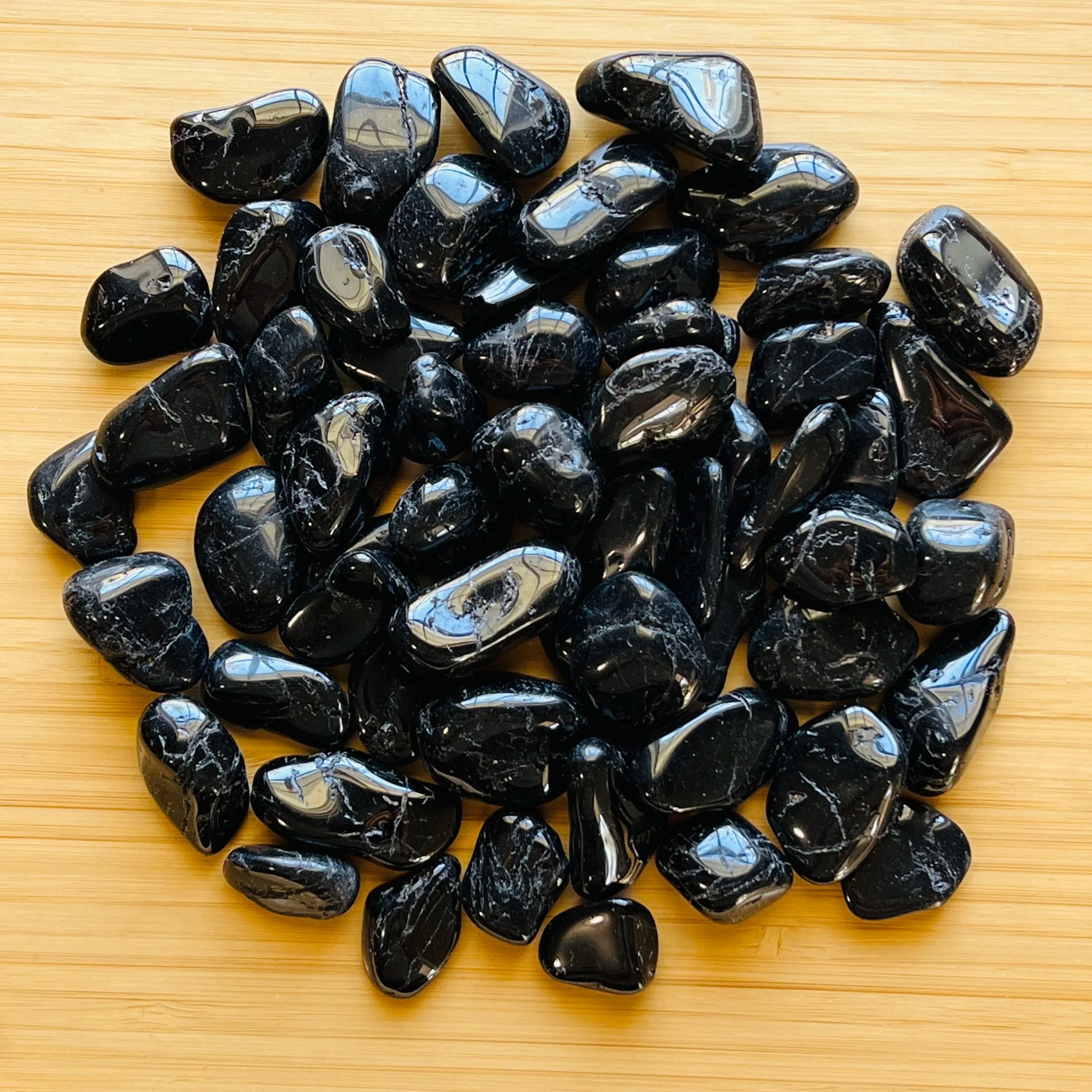 Black Tourmaline tumbled stone in Black tones, ethically sourced from Brazil for Stress Relief and Cleansing