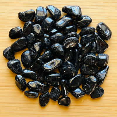 Ethically sourced Grade AA Black Tourmaline tumbled stone from Minas Gerais, Brazil at Beyond Bohemian