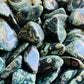 Overhead view of Kambaba Jasper tumbled stone, showing characteristic finish, often paired with practices around Grounding.