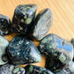 Bottom side of Kambaba Jasper tumbled stone, often worked with for Grounding, sourced from Bongolava, Madagascar.