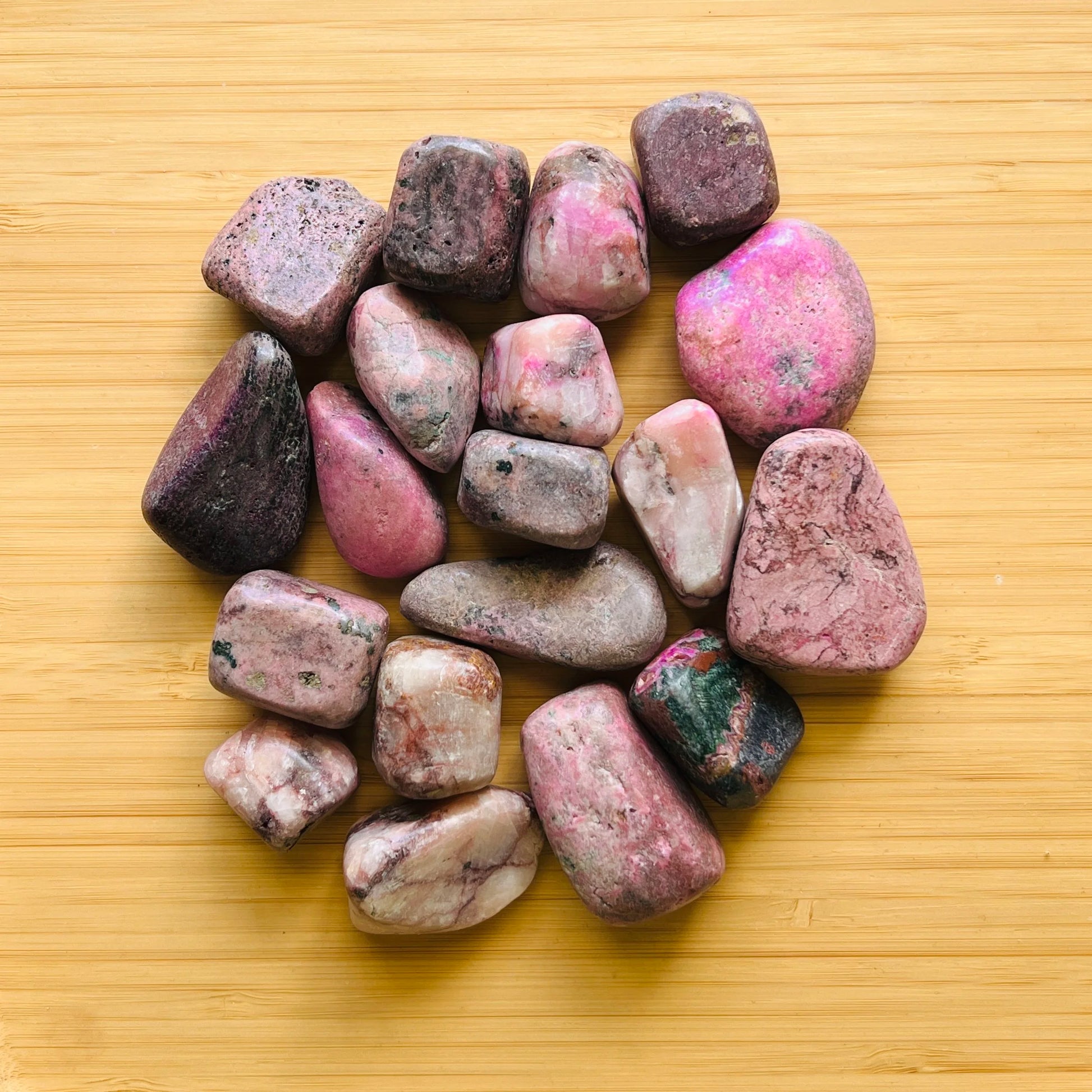 Full profile of Grade A Cobalt Calcite tumbled stone ready to ship from Beyond Bohemian