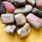 Full profile of Grade A Cobalt Calcite tumbled stone ready to ship from Beyond Bohemian