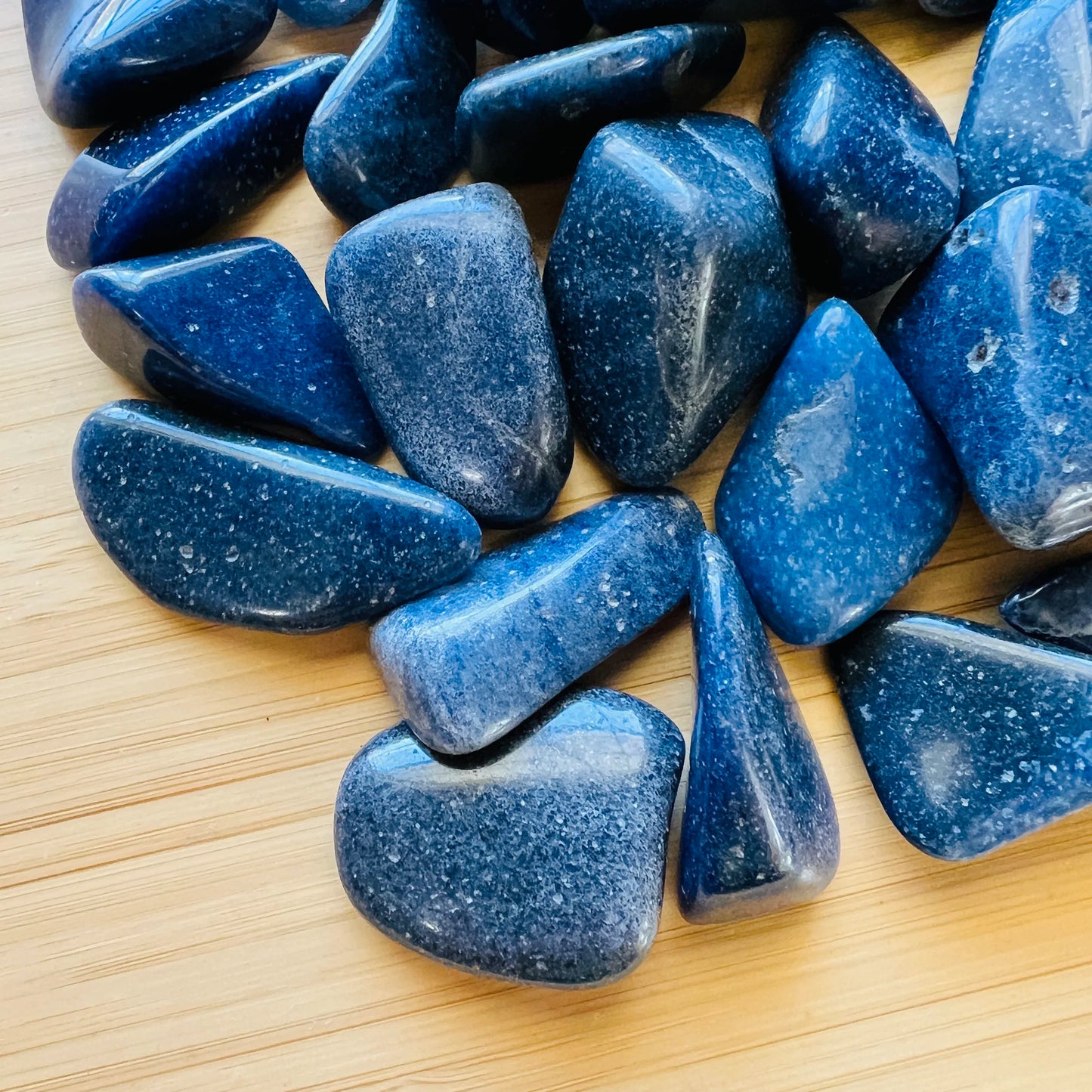 Detail of Lazulite tumbled stone, from Madagascar.