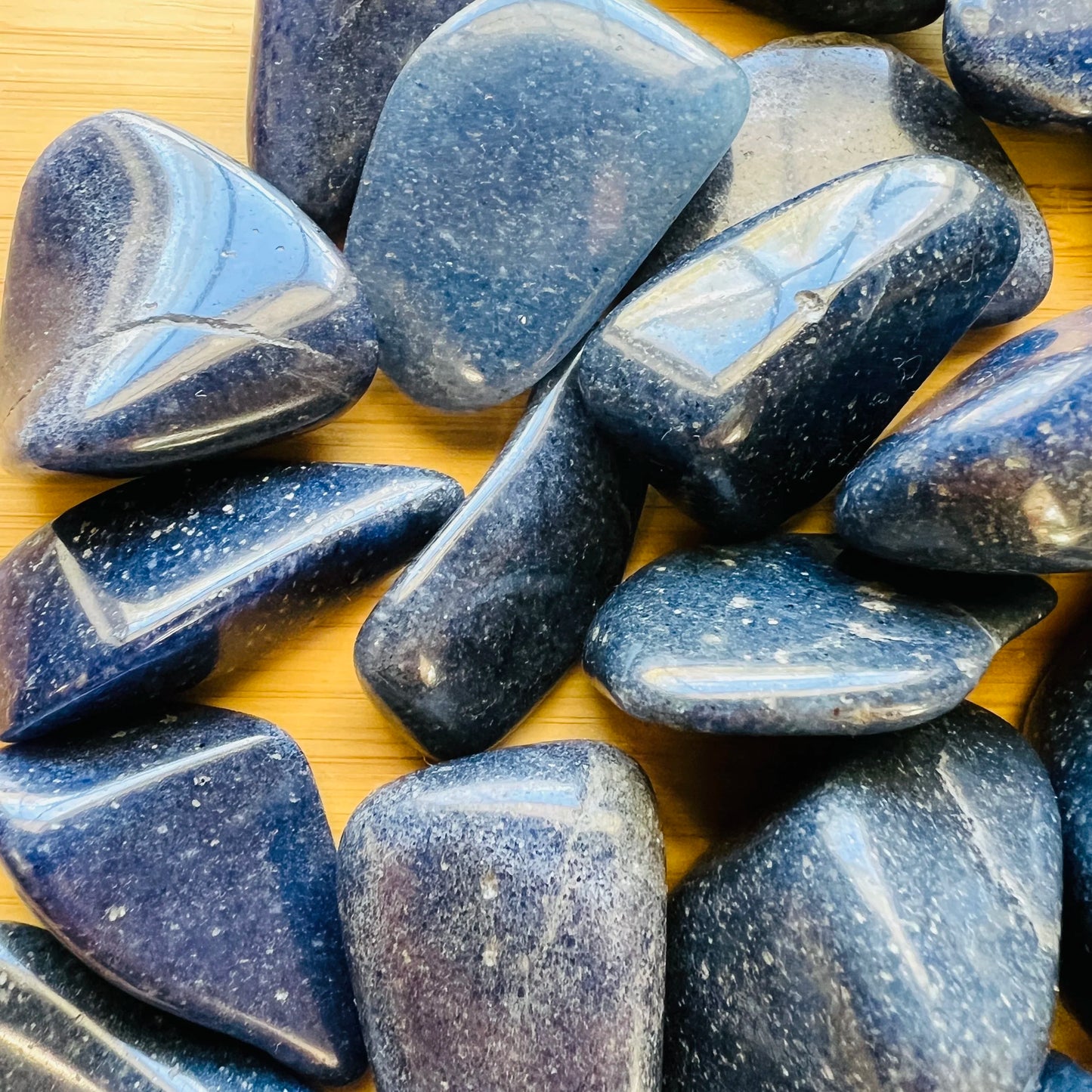 Underside detail of Lazulite tumbled stone, kept close for Intuition, sourced from Amoron'i Mania, Madagascar.