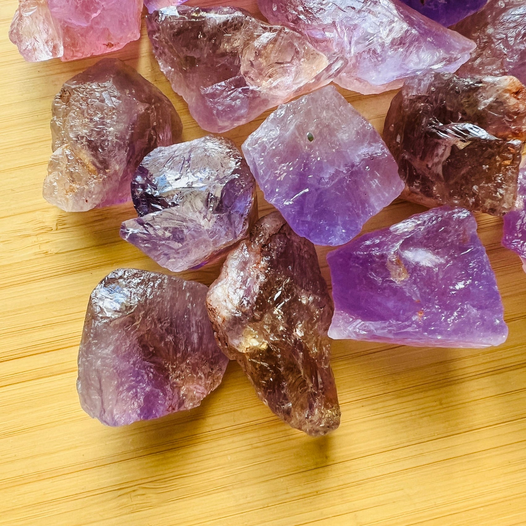 Close-up of Ametrine raw crystal from Bolivia, soothing wellness stone for Abundance