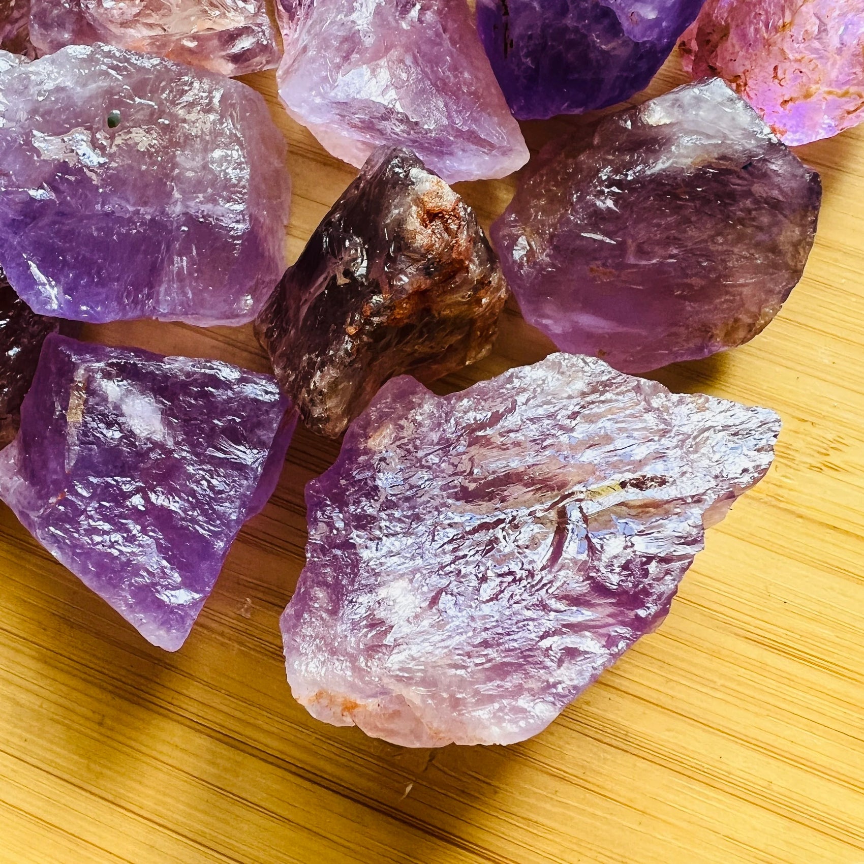 Handheld Ametrine raw crystal from Bolivia for meditation, Abundance and Confidence