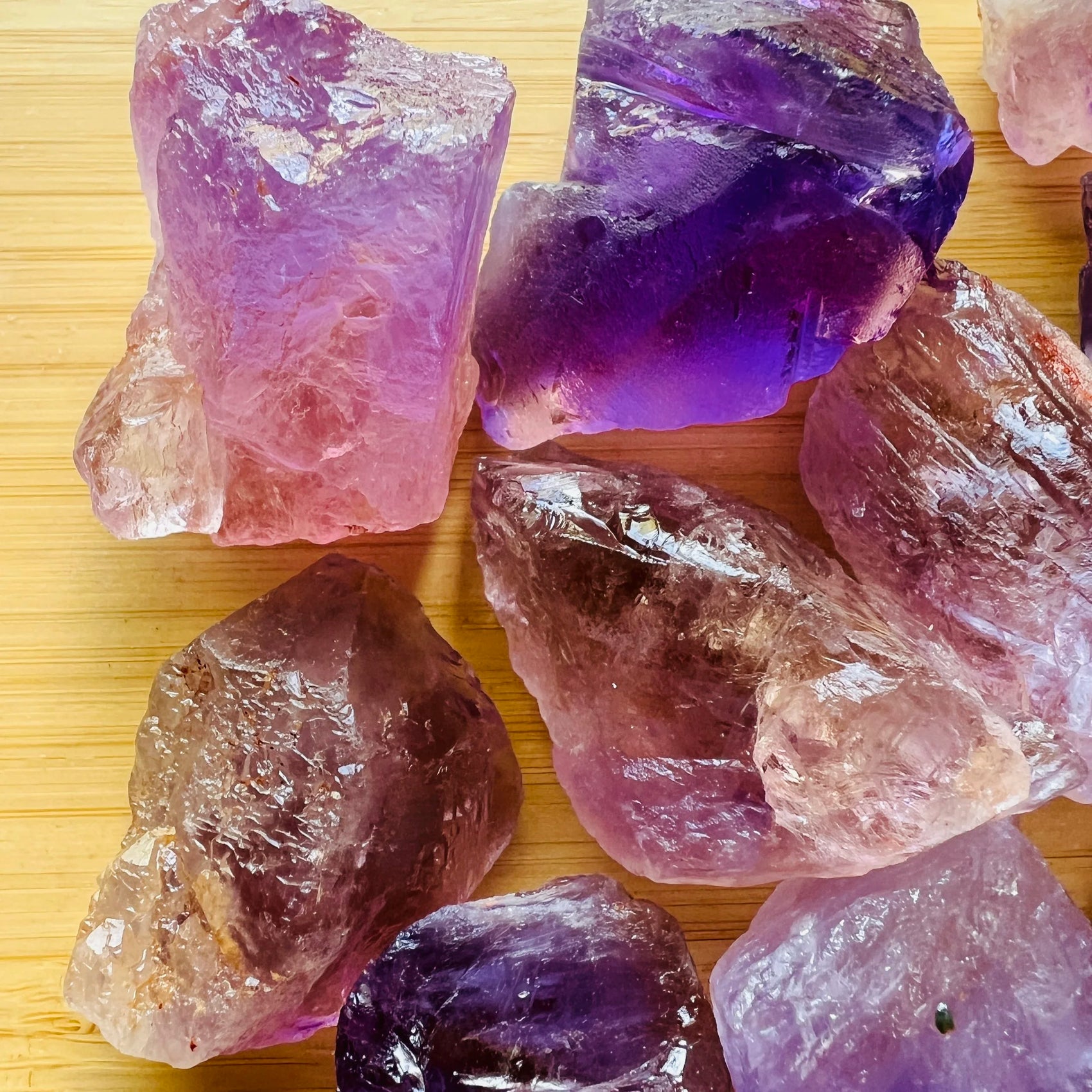 Handheld Ametrine raw crystal from Bolivia for meditation, Abundance and Confidence