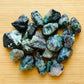 Tight crop of Emerald raw stone, from Bahia, Brazil.