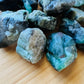 Opposite side of Emerald raw stone, drawn on for Love, hand-selected from Bahia, Brazil.