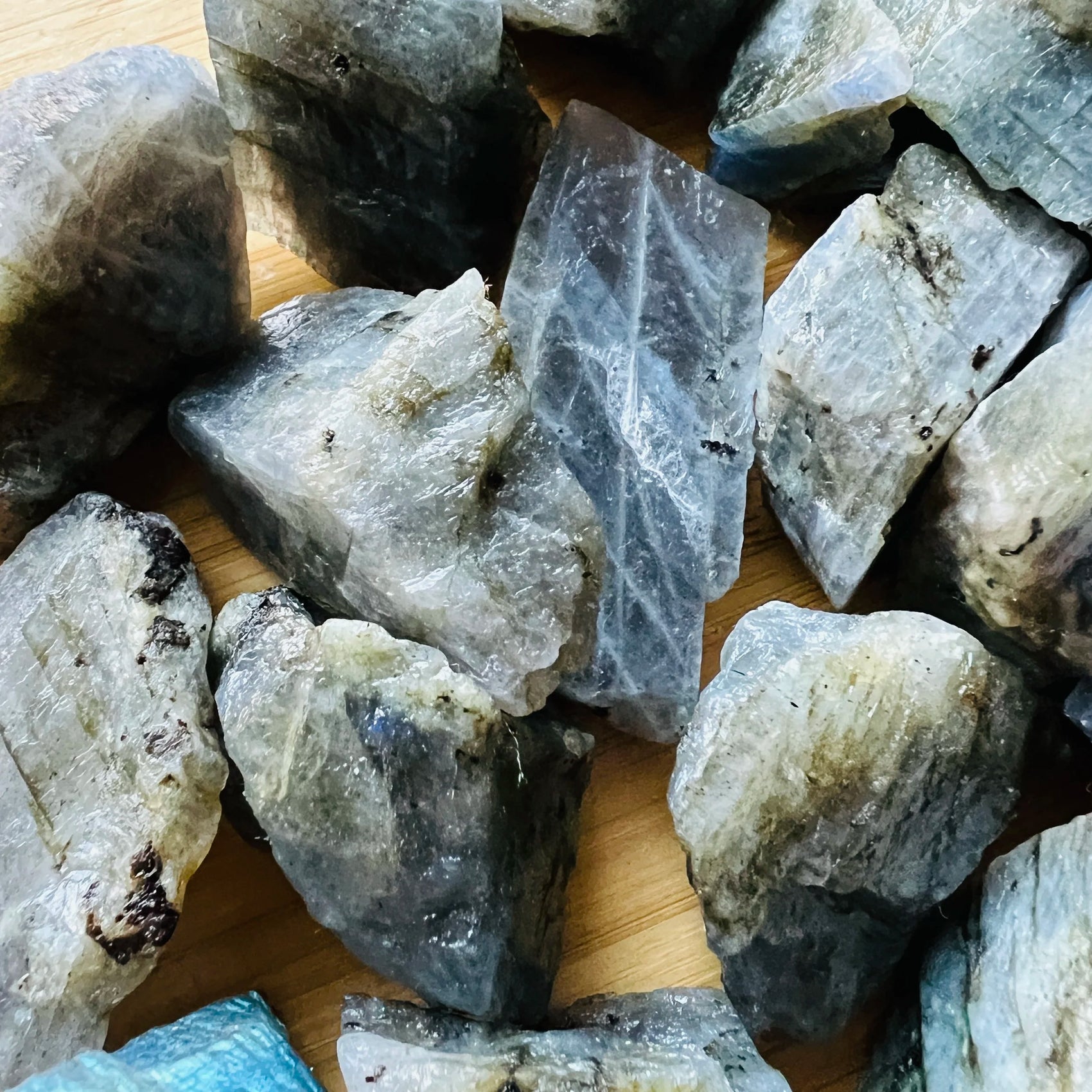 Top view of Labradorite raw stone, for Intuition.