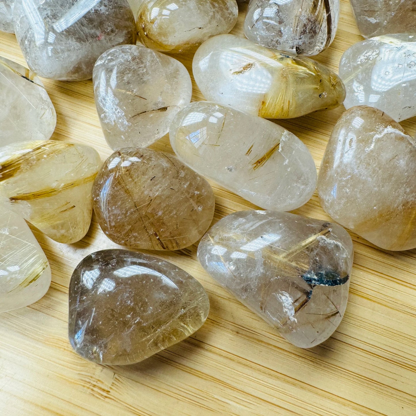 Back view of Grade AA Quartz tumbled stone showing natural surface