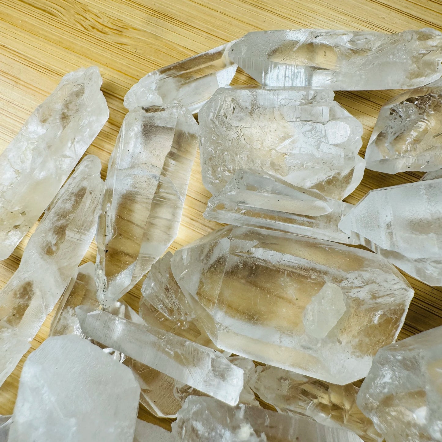 Top view of Grade AA Lemurian Quartz point, sourced from Minas Gerais, Brazil