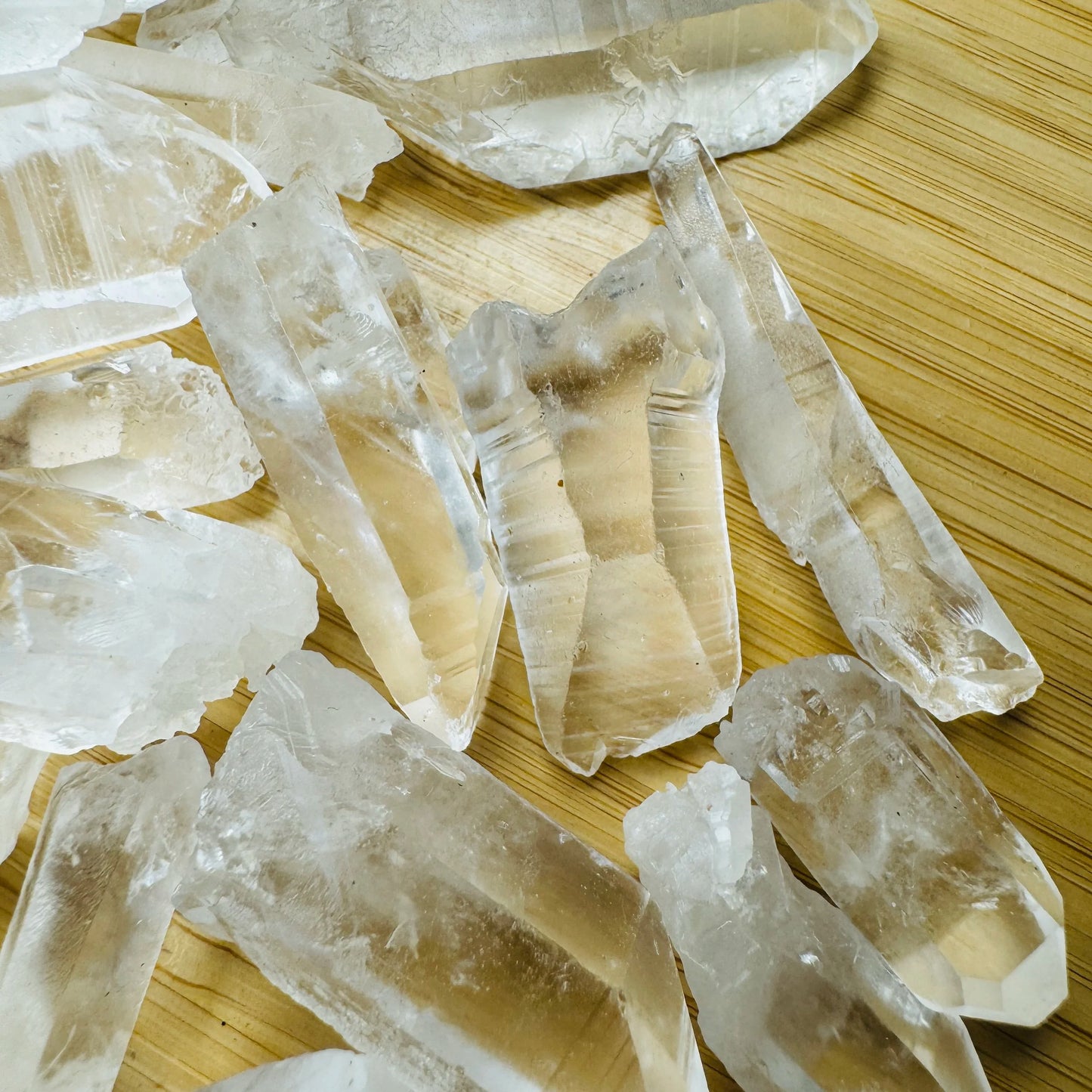 Alternate angle of Grade AA Lemurian Quartz point showing overall shape