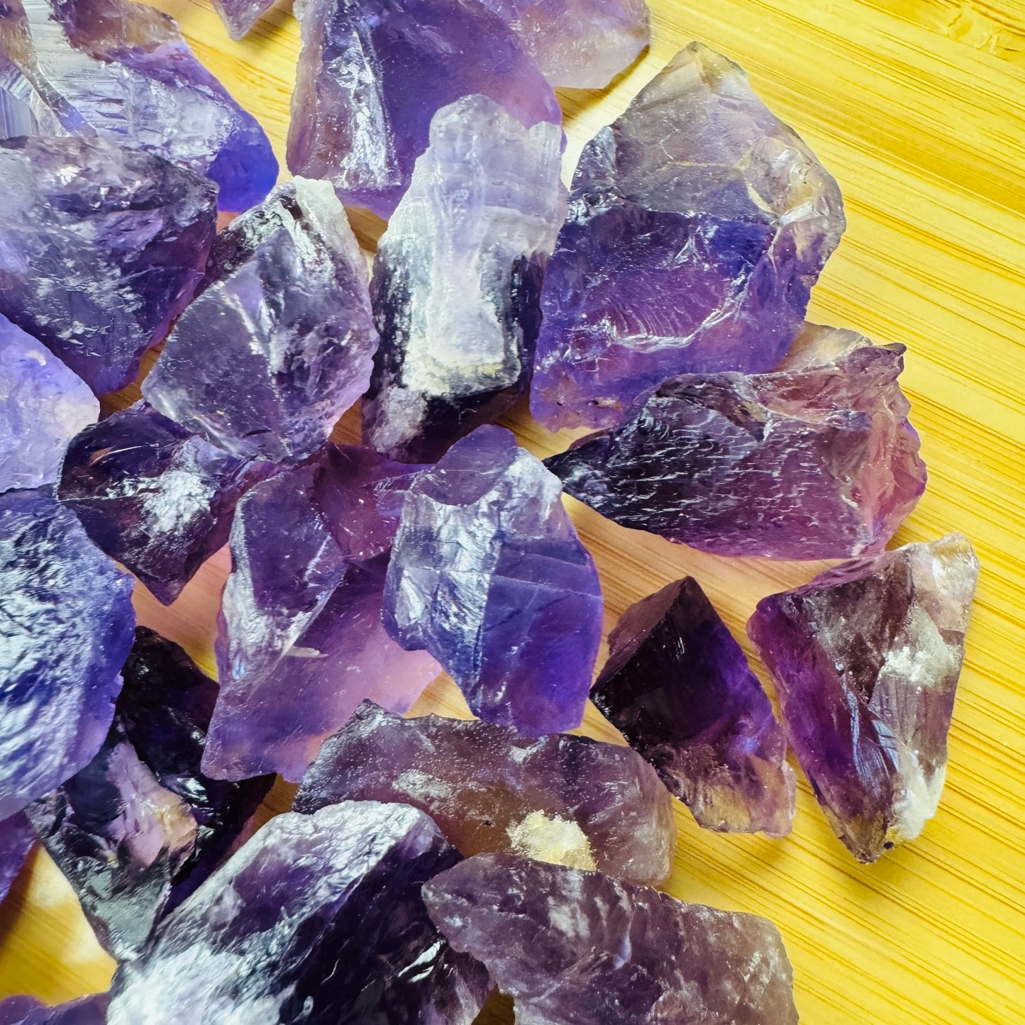 Plan view of Amethyst raw stone, Brazil-sourced.