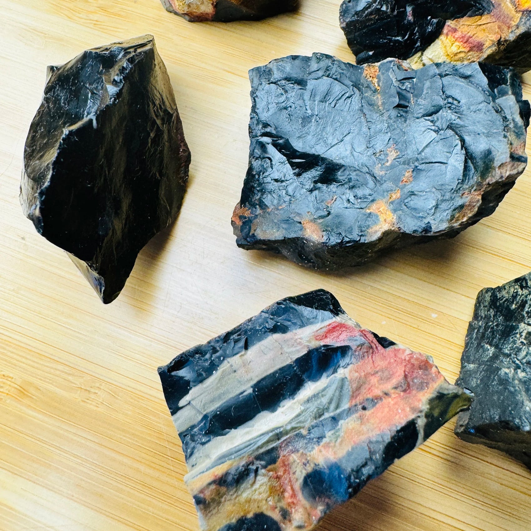 Black Onyx raw stone from Brazil with Black color, polished finish for mindful calm