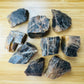 Color detail of Grade AA Black Moonstone raw stone, showing natural form.