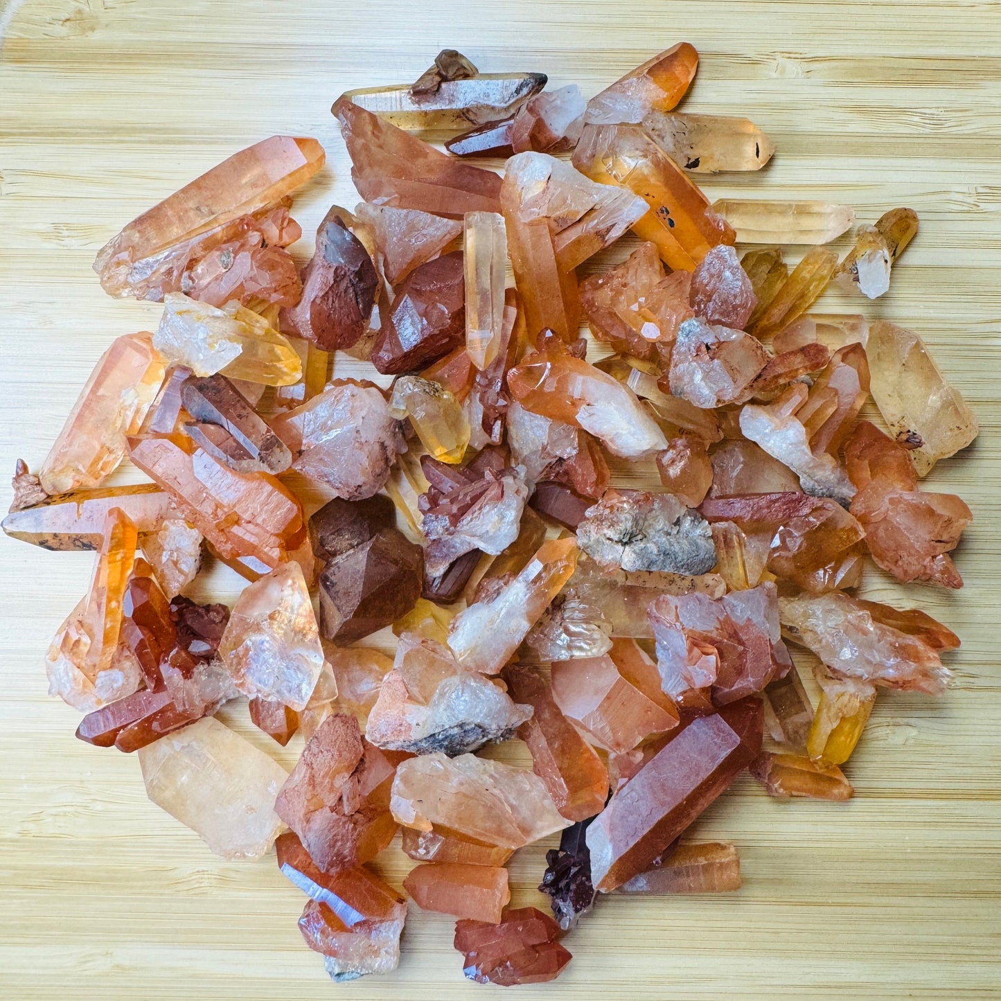 Full profile of Grade AA Tangerine Quartz point ready to ship from Beyond Bohemian