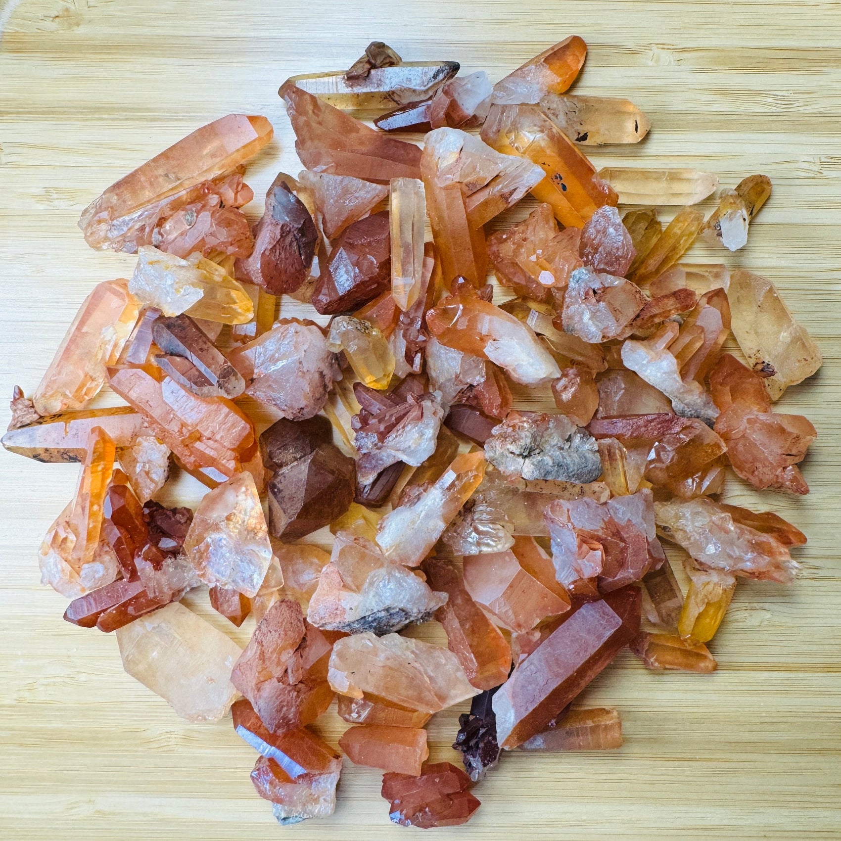 Full profile of Grade AA Tangerine Quartz point ready to ship from Beyond Bohemian