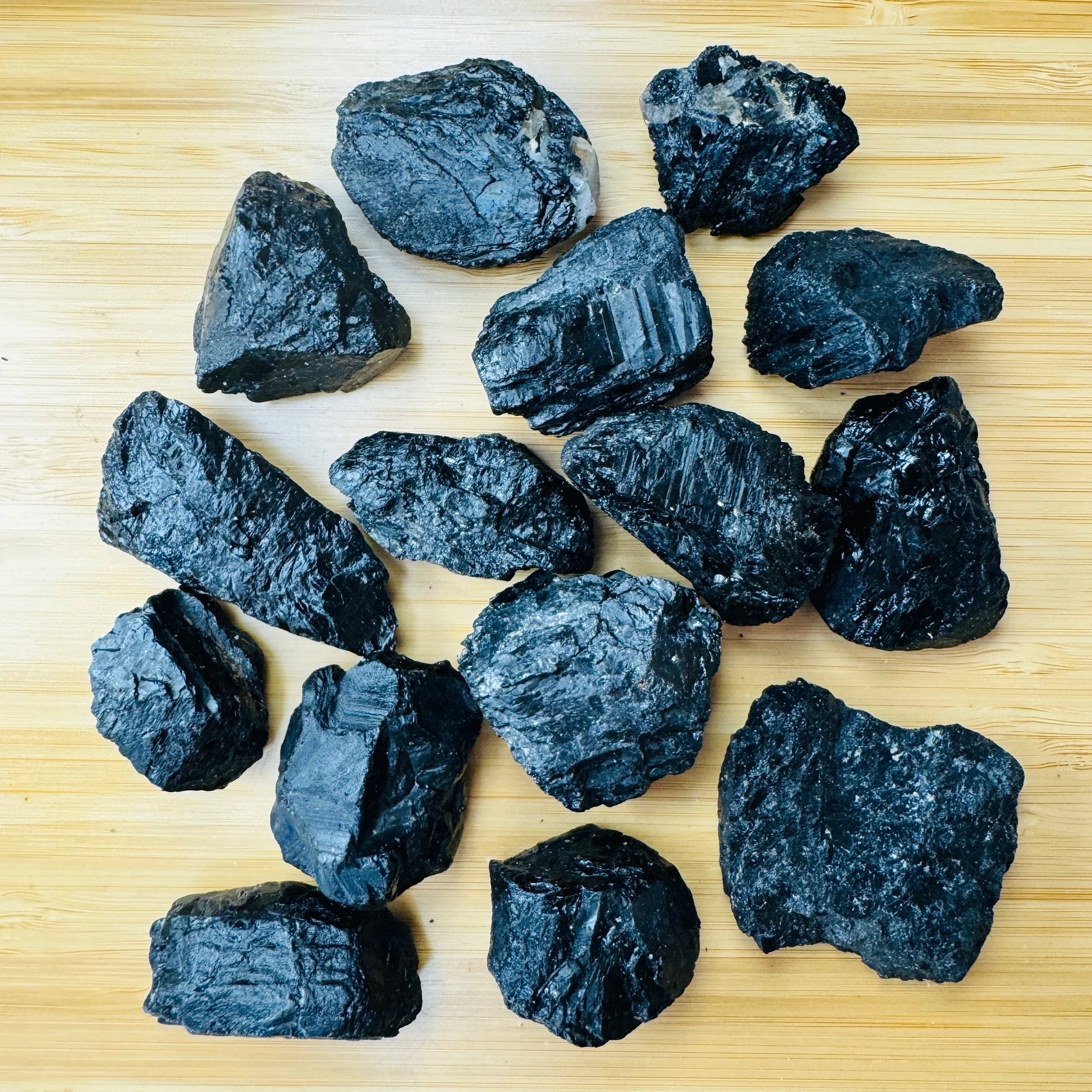 Handheld Black Tourmaline raw crystal from Brazil for meditation, Stress Relief and Cleansing