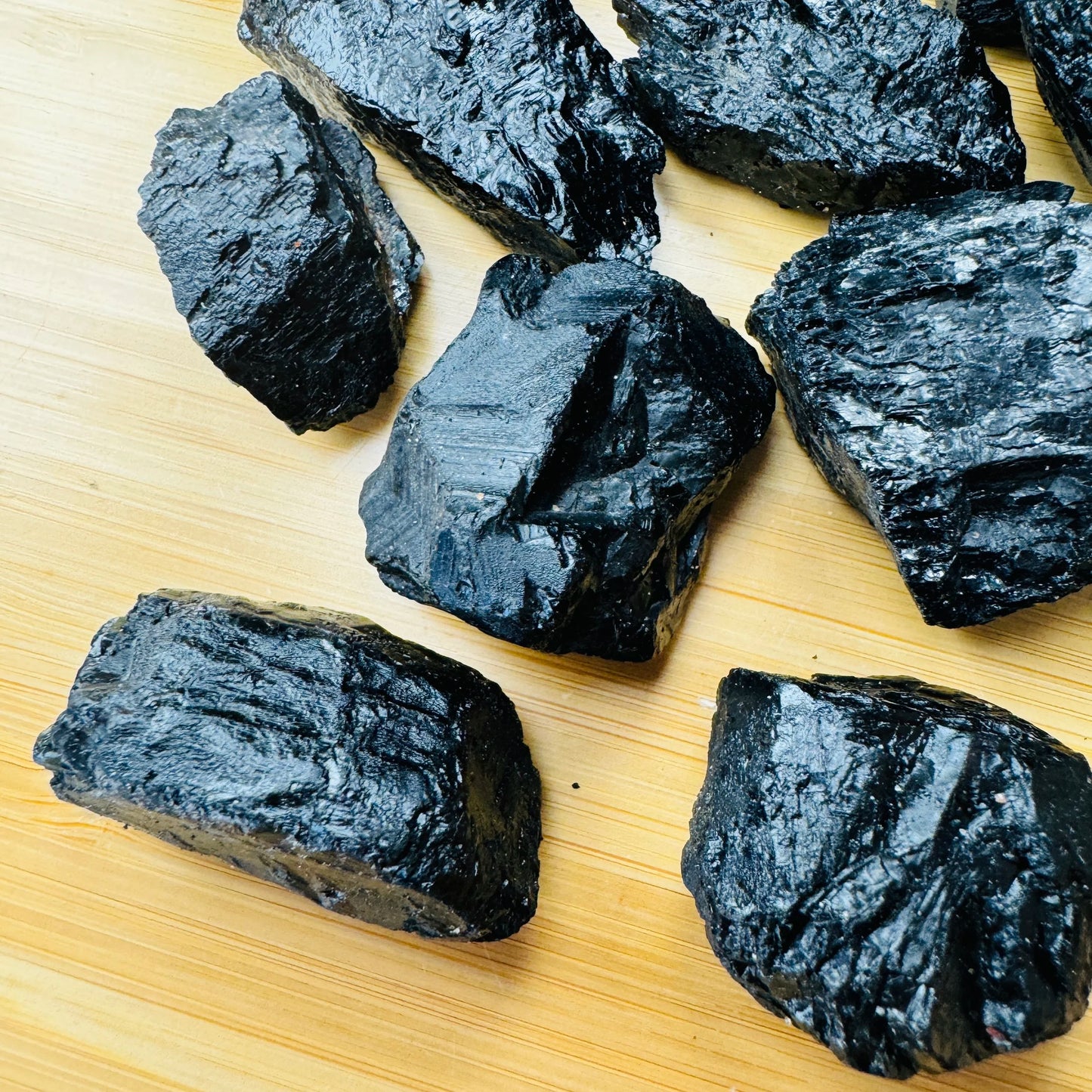 Full profile of Grade A Black Tourmaline raw ready to ship from Beyond Bohemian